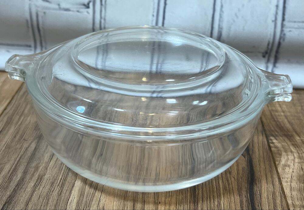 Vintage Pyrex 019 20 Oz Clear Glass Casserole Dish w/ 681-C Lid USA Ovenware